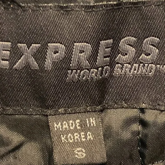 Express black Belted Rain Coat Trench Jacket, detachable  down insert, size  S - Picture 3 of 5